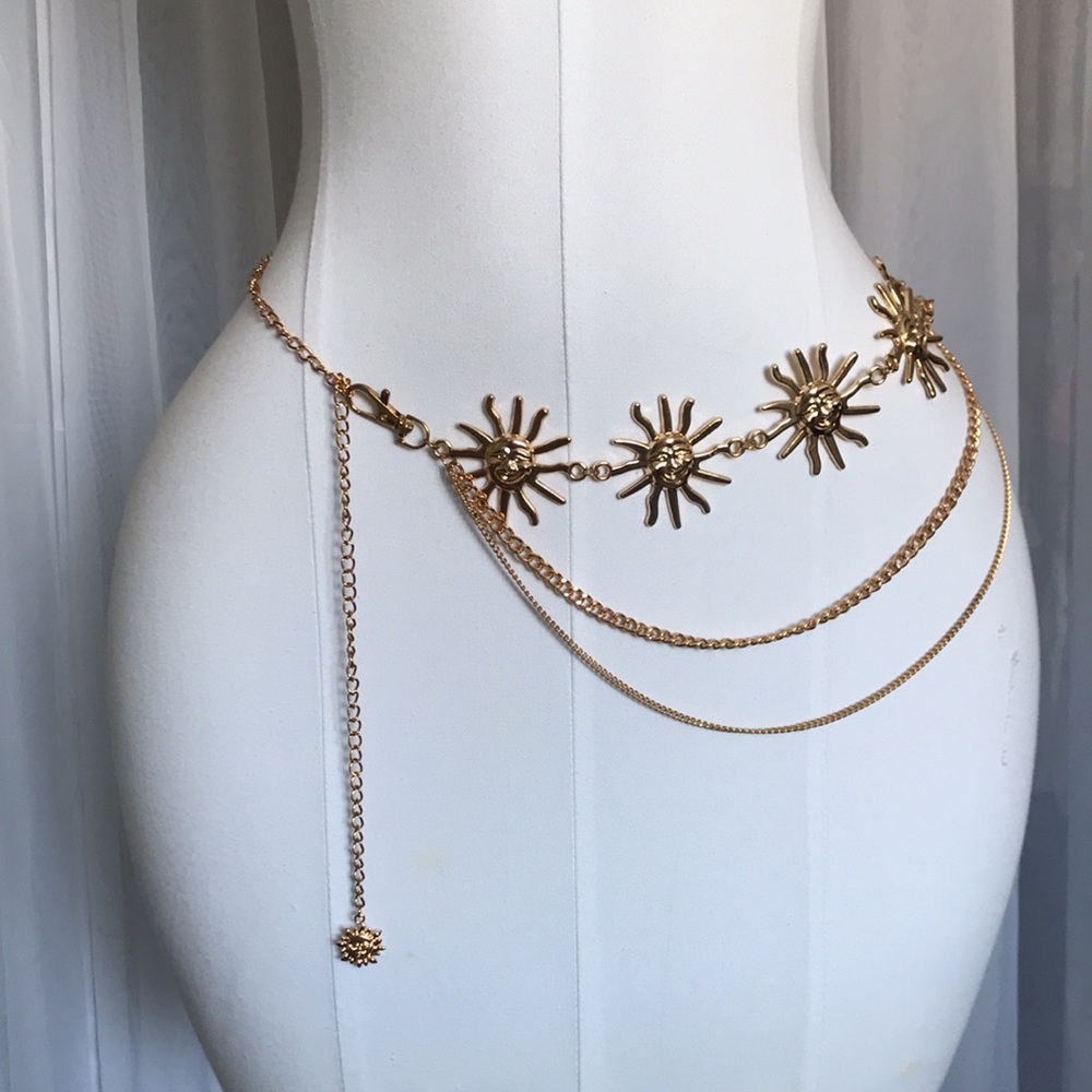 Boho Gold Sun Chain Belt (NO STRETCH)